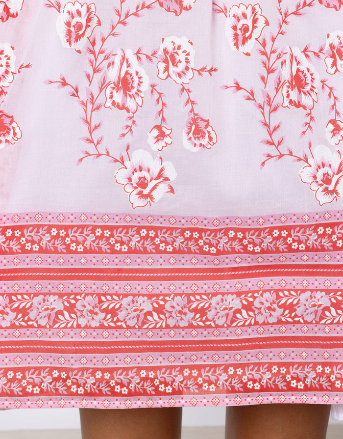 Juliet Dunn Cherry Blossom Off Shoulder Dress - Rose and Red - Simply Beach UK