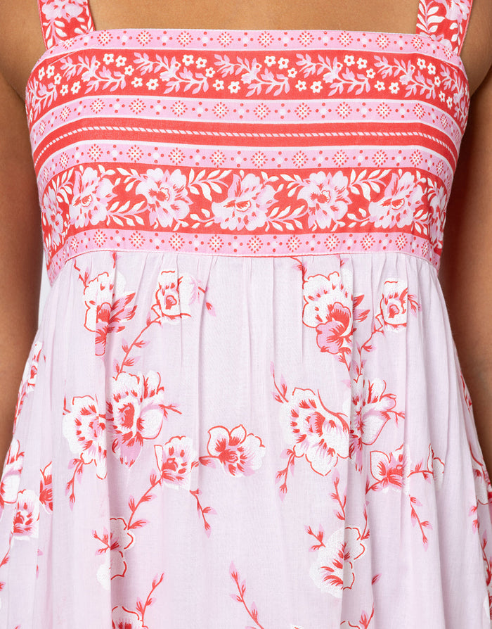Juliet Dunn Cherry Blossom Tie Back Dress - Rose and Red - Simply Beach UK