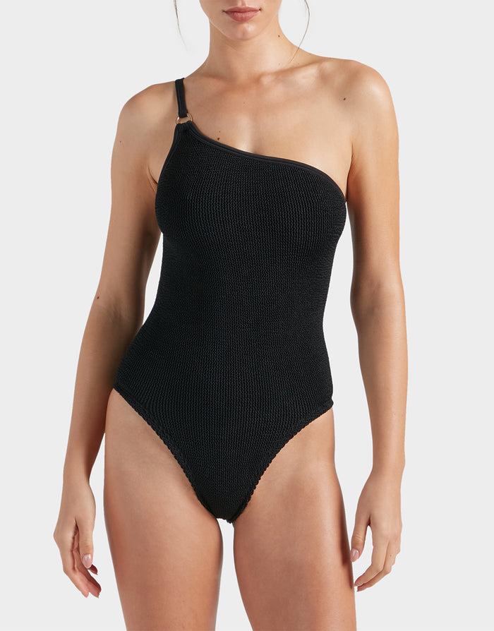 Clara Swimsuit With Gold Hoop - Black