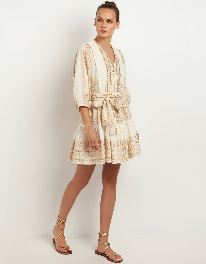 Classic Triangle Mini Dress - Natural and Gold - Simply Beach UK