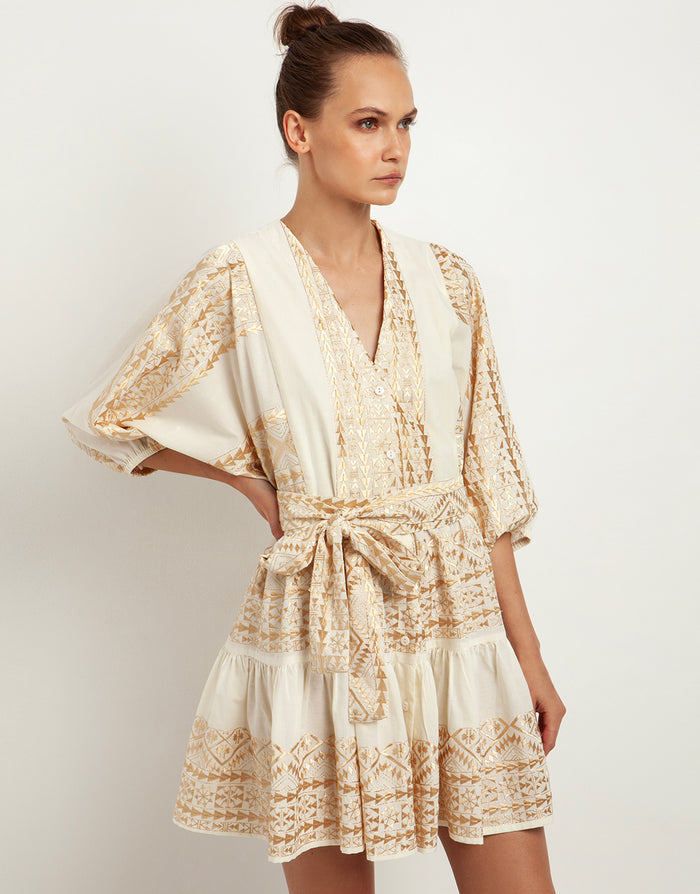 Classic Triangle Mini Dress - Natural and Gold - Simply Beach UK