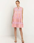 Greek Archaic Kori Classic Triangle Sleeveless Mini Dress - Pink and Pink Bronze - Simply Beach UK