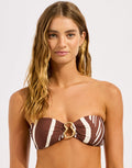 Seafolly Coastline Ring Front Bandeau Bikini Top - Cocoa - Simply Beach UK