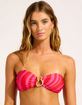 Seafolly Coastline Ring Front Bandeau Bikini Top - Flame - Simply Beach UK