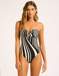 Seafolly Coastline Ring Front Bandeau Swimsuit - Black - Simply Beach UK