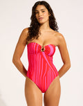 Seafolly Coastline Ring Front Bandeau Swimsuit - Flame - Simply Beach UK