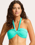 Collective Halter Bandeau Bikini Top - Aquatic Blue - Simply Beach UK