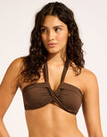 Seafolly Collective Halter Bandeau Bikini Top - Dark Chocolate - Simply Beach UK