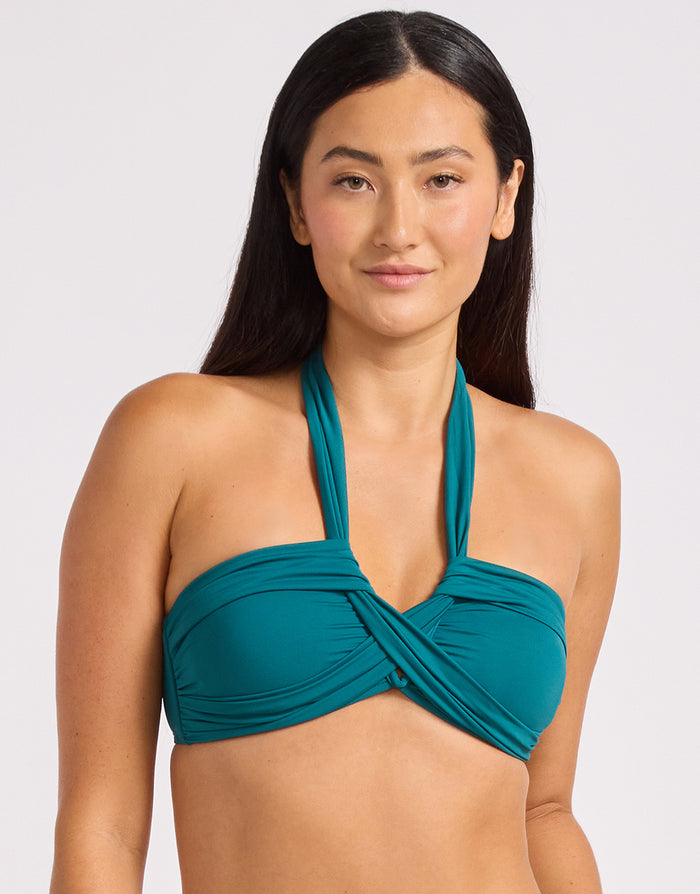 Collective Halter Bandeau Bikini Top - Deep Teal