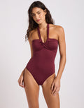 Collective Halter Bandeau Swimsuit - Dark Burgundy