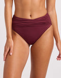 Collective High Waist Wrap Front Bikini Pant - Dark Burgundy