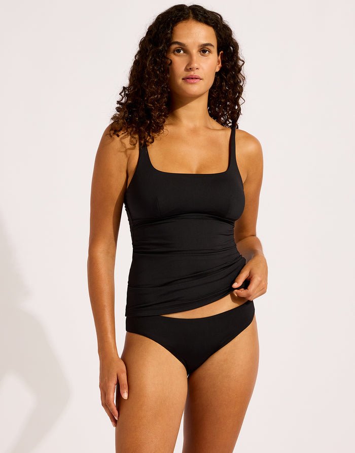 Seafolly Collective Square Neck Tankini Top - Black - Simply Beach UK