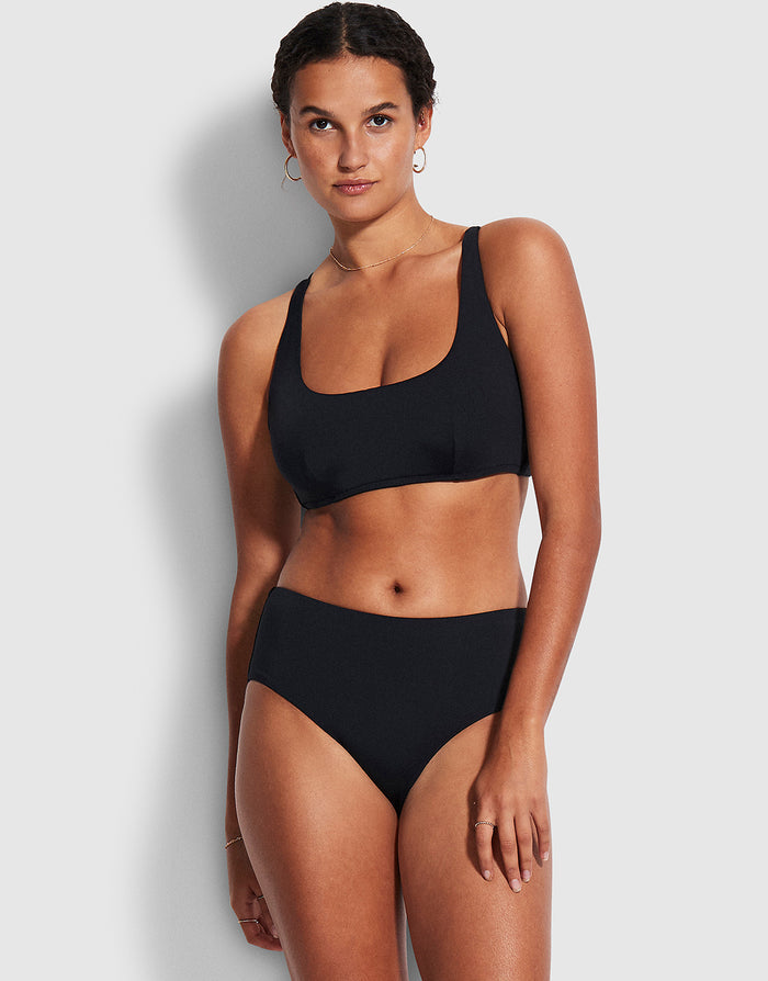 Collective Wide Side Retro Bikini Pant - Black - Simply Beach UK