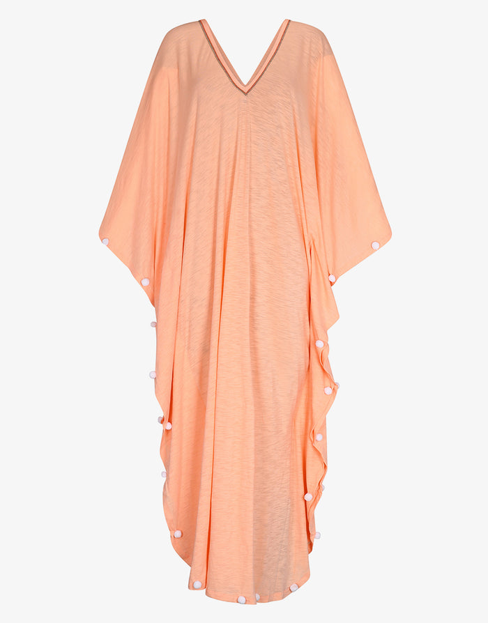 Pitusa Colourblock Pom Pom Sevillana Dress - Melon - Simply Beach UK