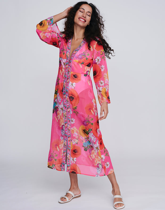 Copacabana Maxi Kaftan - Pink - Simply Beach UK