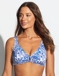 Tessy Corfu Ring Front Bikini Top - Blue - Simply Beach UK