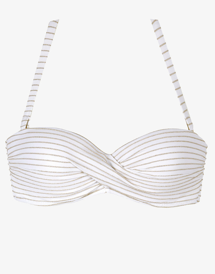 Tessy Corsica Twist Bandeau Bikini Top - White - Simply Beach UK