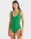 Hunza G Coverage Celine Swimsuit with Tonal Hoop - Emerald - Simply Beach UK