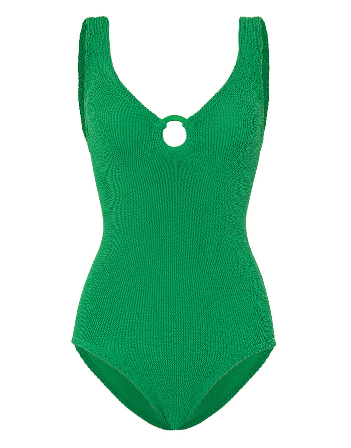 Hunza G Coverage Celine Swimsuit with Tonal Hoop - Emerald - Simply Beach UK