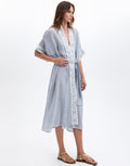 Greek Archaic Kori Crete Midi Kimono - Light Grey and Champagne - Simply Beach UK