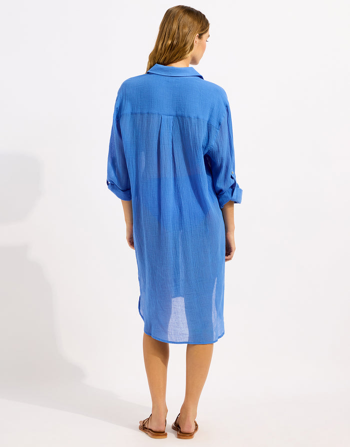Seafolly Crinkle Twill Beach Shirt - Sapphire - Simply Beach UK