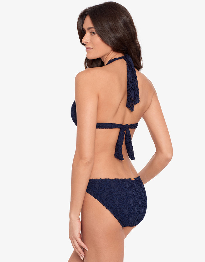 Crochet Rattan Ring Bikini Pant - Navy - Simply Beach UK