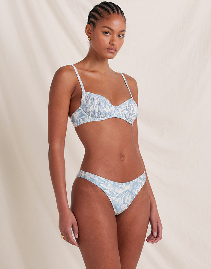 Peony Daffodil Staple Bikini Pant - Blue Print - Simply Beach UK