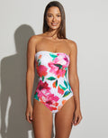 Roidal Dahlia B Cup Bandeau Swimsuit - Pink Floral - Simply Beach UK