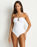 De Luxe U Bar Bandeau Swimsuit - White