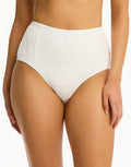 Sea Level De Soleil Panelled High Waist Bikini Pant - White - Simply Beach UK