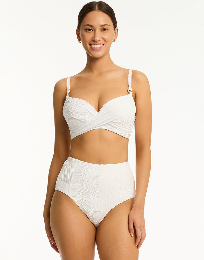 Sea Level De Soleil Panelled High Waist Bikini Pant - White - Simply Beach UK