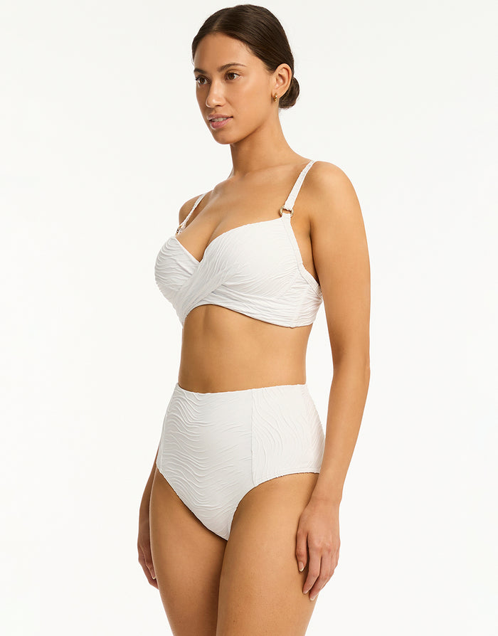 Sea Level De Soleil Panelled High Waist Bikini Pant - White - Simply Beach UK
