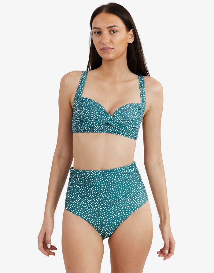 Ditsy Dots Medea Bikini Top - Deep Jungle - Simply Beach UK