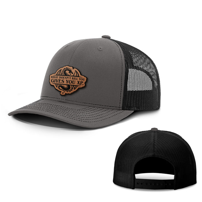 Doesn't Kill You Leather Patch Hats - BustedTees.com