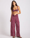 Dolce Dot Shirred Waist Pant - Dark Burgundy