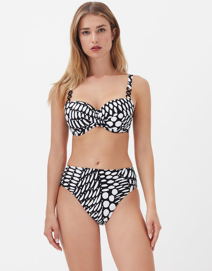 Nuria Ferrer Dots Balcony Bikini Top - Black and White - Simply Beach UK