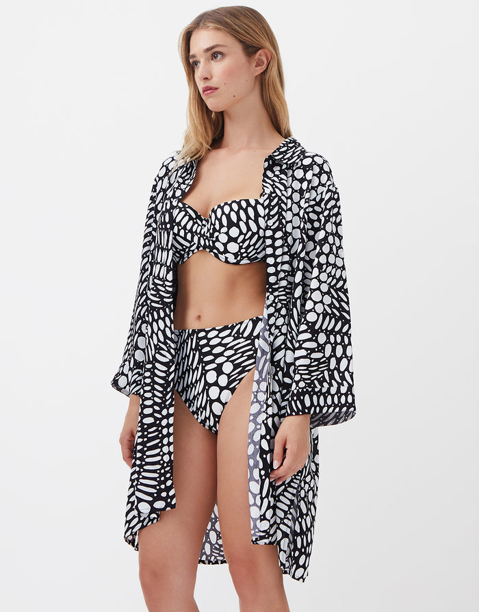 Nuria Ferrer Dots Beach Shirt - Black and White - Simply Beach UK