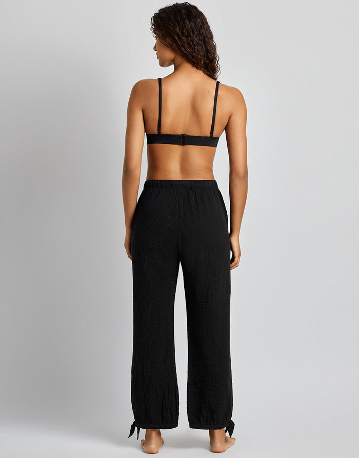 Lauren Ralph Lauren Double Gauze Ankle Tie Pant - Black - Simply Beach UK