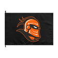 Double-Sided Knight Logo Flag — Black & Orange Team Banner