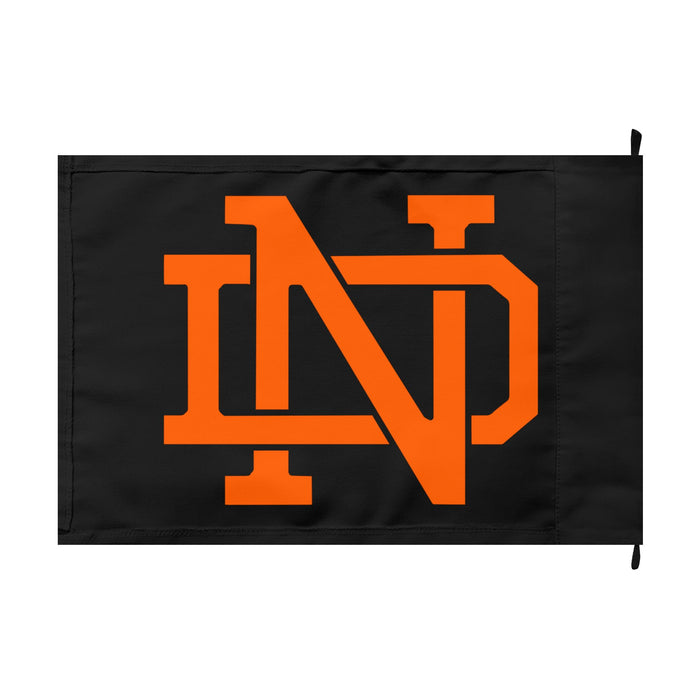 Double-Sided Knight Logo Flag — Black & Orange Team Banner
