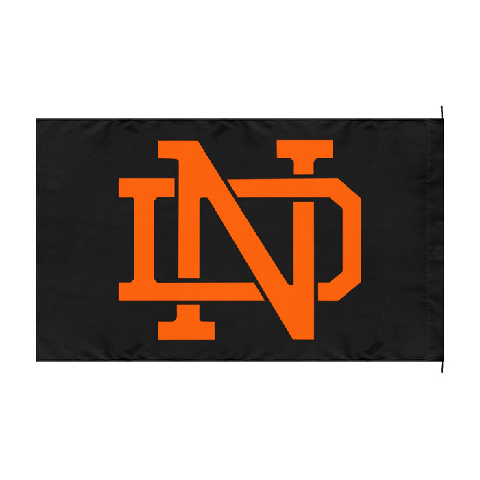 Double-Sided Knight Logo Flag — Black & Orange Team Banner