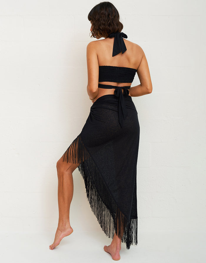 Double Tie Bandeau Top - Black - Simply Beach UK