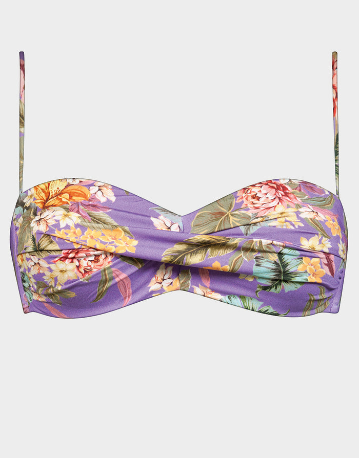 Dreamscape Tropics Twist Bandeau Bikini Top - Lilac Pastel - Simply Beach UK