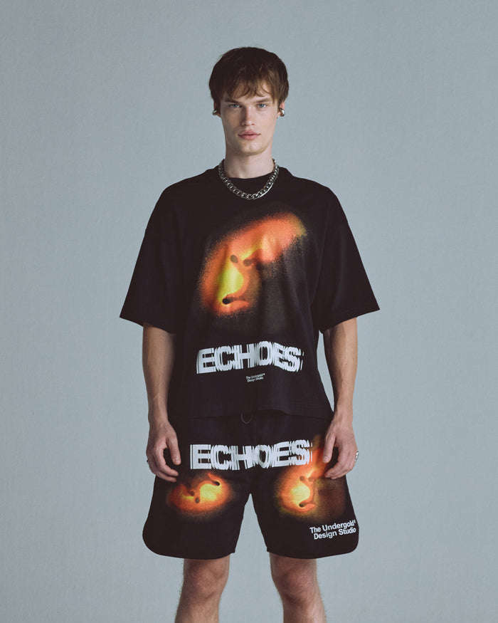 Echoes Pulse Boxy Fit Tshirt Black