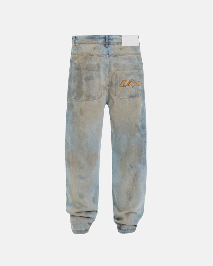 Echoes U Star Wide Jeans Washed Blue