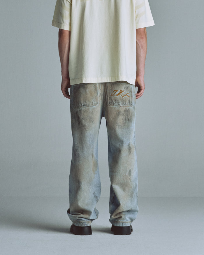 Echoes U Star Wide Jeans Washed Blue