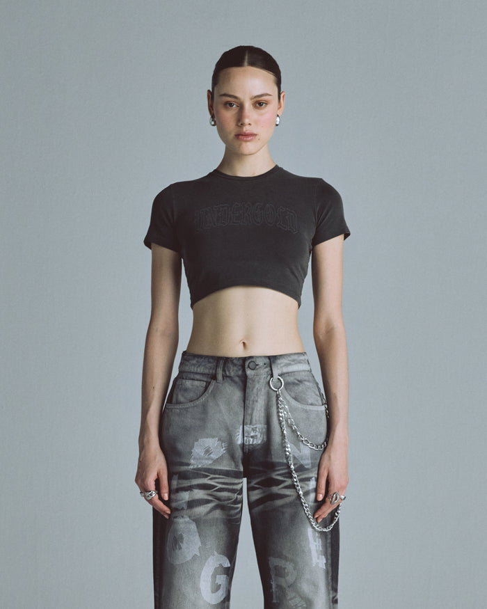 Echoes UNDRGLD Baby Tee Old Washed Gray