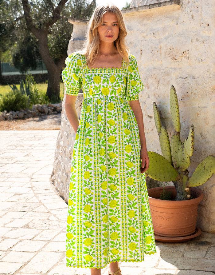 Pink City Prints Elizabeth Dress - Lime Border - Simply Beach UK
