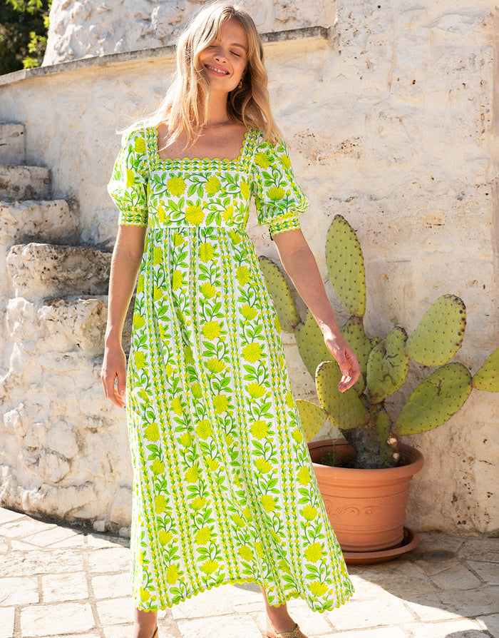 Pink City Prints Elizabeth Dress - Lime Border - Simply Beach UK