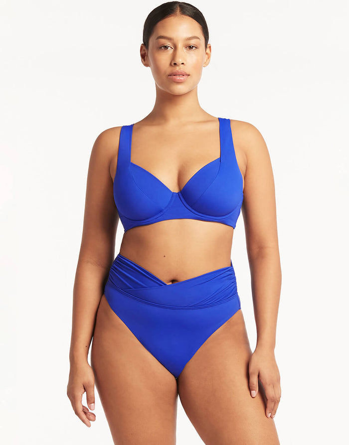 Essentials Underwired C/D Cup Bikini Top - Cobalt - Simply Beach UK